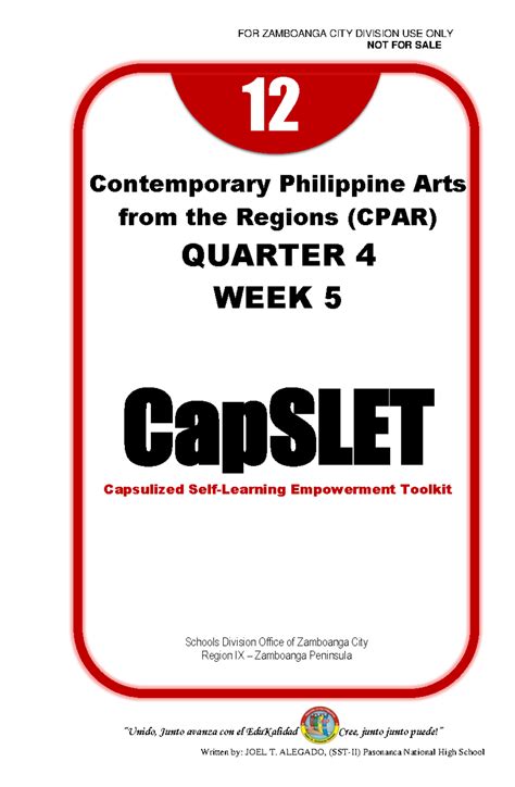 Cpar G Q W April Lesson Contemporary Philippine Arts From The