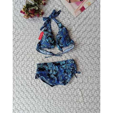 Jual Bikini Bk Vo Biru Batik Bikini Pantai Busa Dan Kawat Baju