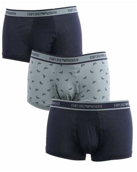 Emporio Armani 3 Pack Boxer Shorts Navy Grey 80s Casual Classics