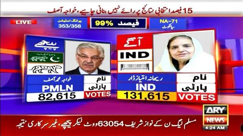 Na Elaction Sialkot Rehana Dar Win Khawaja Asif Vs Rehana Dar