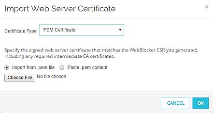 Manage WebBlocker Server Certificates