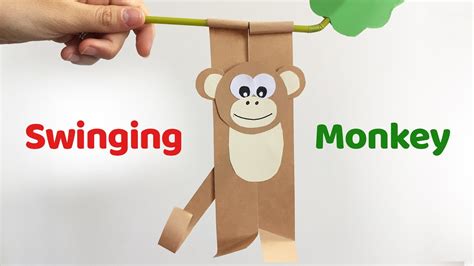 Fun crafts for kids SWINGING MONKEY easy paper DIY – starkidslearn.com