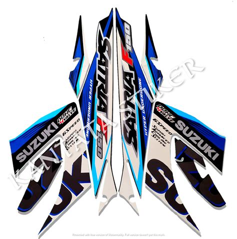 Stiker Striping Lis Les Body Motor Suzuki Satria F Biru Putih