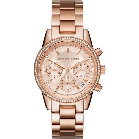 Montre Femme Michael Kors Ritz Mk Bracelet Acier Dor Rose Sur