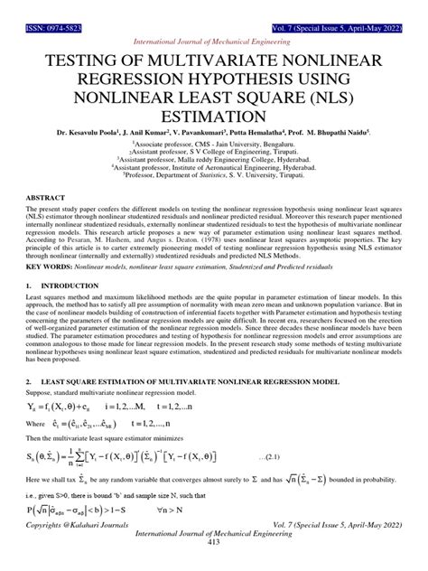 Testing Of Multivariate Nonlinear Regression Hypothesis Using Nonlinear Least Square Nls