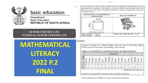 2022 Mathematical Literacy Grade 12 Paper 2 Final Exam Thundereduc Youtube