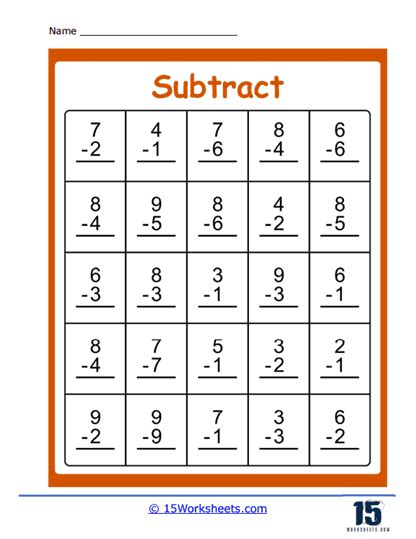 Subtract Within 10 Worksheets 15 Worksheets Library