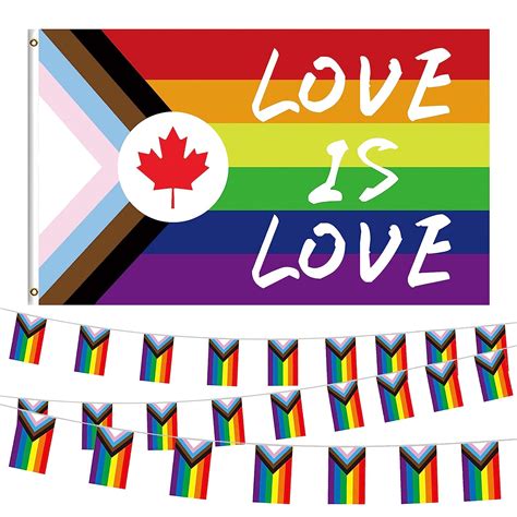 Pride Day Flag Set LGBTQ Gay Lesbian Pride Banner Canadian Flags For Pride Day Hanging