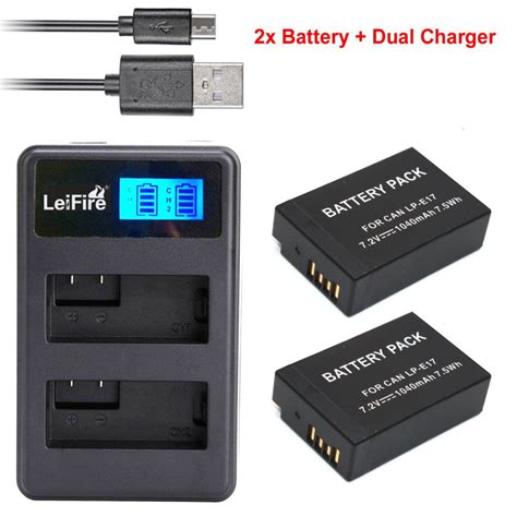 Leifire 2 Pcs Lp E17 Lithium Ion Battery Pack With Usb Dual Charger 兩電池