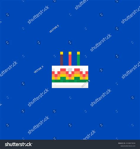 Birthday cake pixel art cartoon retro game style - Royalty Free Stock ...