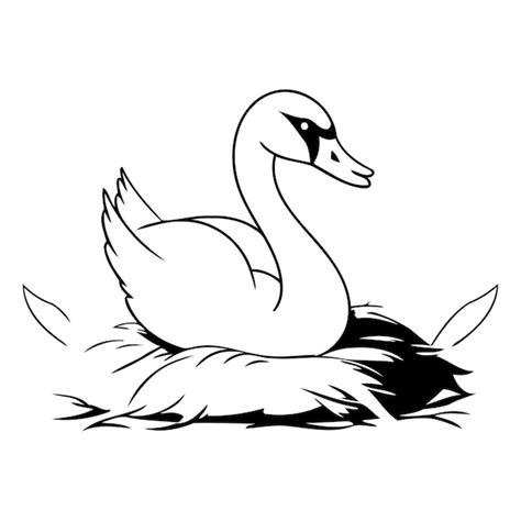 Cisne En El Nido Ilustraci N Vectorial De Un Cisne Blanco Vector Premium