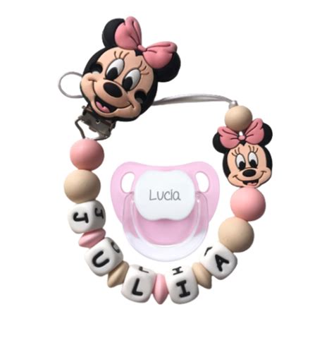 Chupetero Personalizado Minnie Chupete Baby Rosa Con Nombre