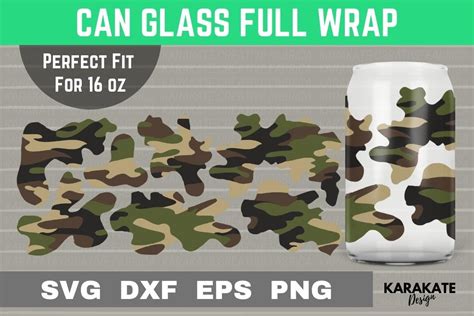 Camouflage Green 16 Oz Can Glass Wrap Graphic By Karakate · Creative