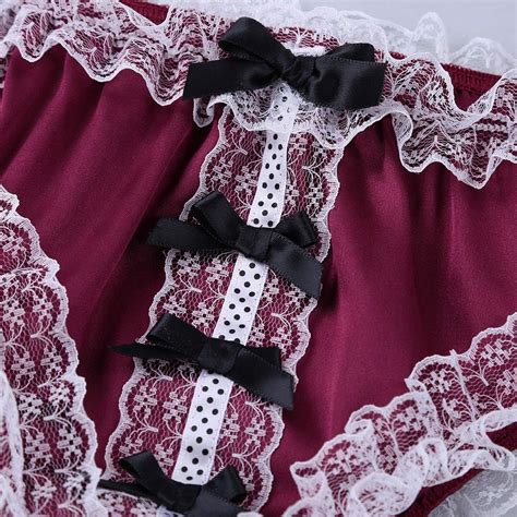 Buy Nimiya Men S Frilly Ruffled Satin Lace Lingerie Bikini Briefs Sissy Panties Crossdress