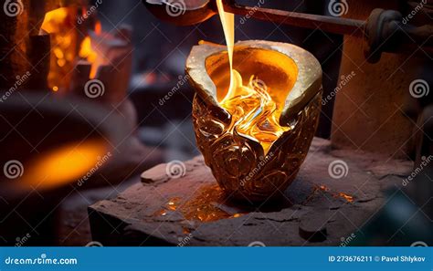 Foundry Molten Metal Poured From Ladle For Casting Stock Image