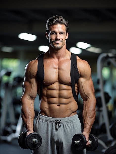 Premium Psd Powerful Man Holding A Dumbbell