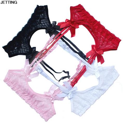 4 Colors Women Thongs Lace Stocking Suspender Sexy Lingeries Dual Layer