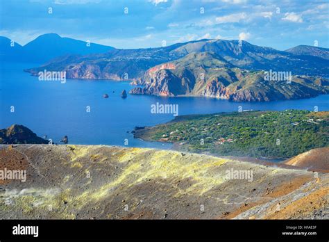 View Of Lipari And Salina Island From Gran Crater Vulcano Island