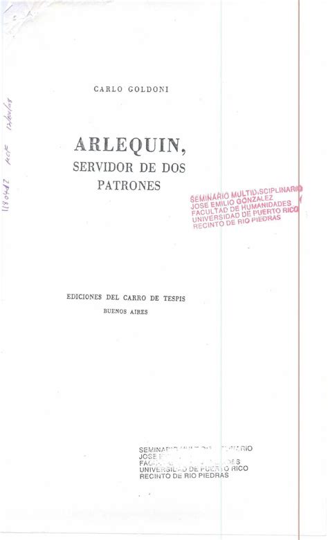 Pdf Carlo Goldoni Arlequin Servidor De Dos Patrones Dokumen Tips