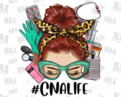 Redhead Messy Bun Cna Life Png Sublimation Design Western Etsy