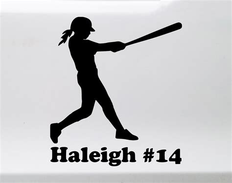 Softball Player Vinyl Decal With Custom Personalized Name Batter