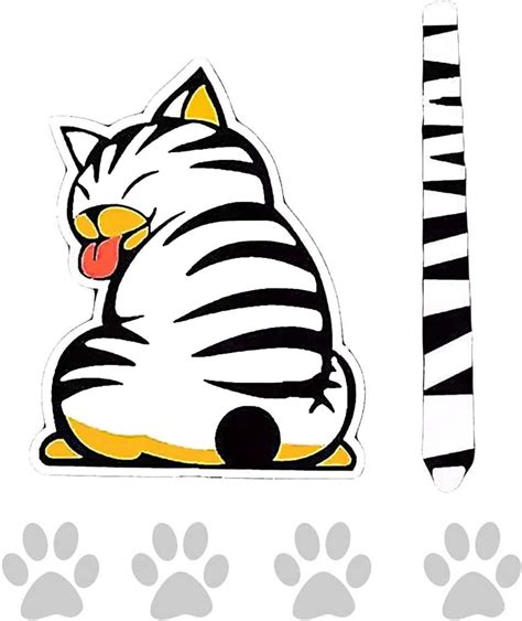 Eqlef® Cartoon Funny Cat Moving Tail Stickers Reflective Car Window