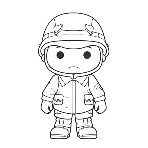 Dibujo De Soldado Con Un Casco Para Colorear Esquema P Gina Vector Png