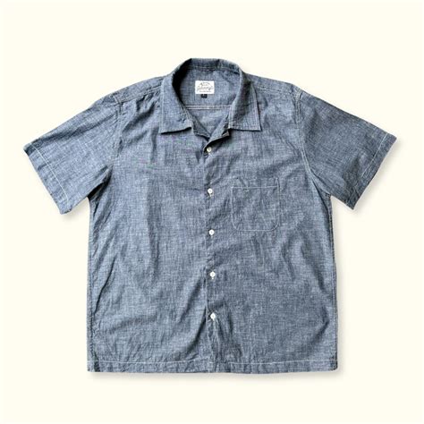 Chambray Camp Shirt Dark Blue Johnnys Wear Alls