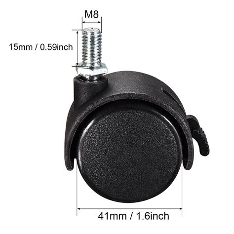 Furniture Casters 15 Inch Nylon M8 X 15mm Threaded Stem Swivel Caster