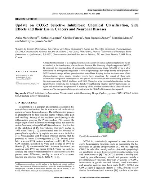 (PDF) Update on COX-2 Selective Inhibitors: Chemical Classification, Side Effects and their Use ...