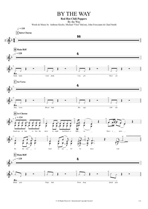 By The Way Tablatura De Red Hot Chili Peppers Guitar Pro Full Score Mysongbook
