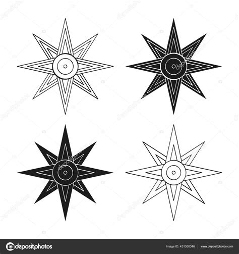 Vector Monochrome Icon Set Ancient Sumerian Symbol Star Ishtar Your