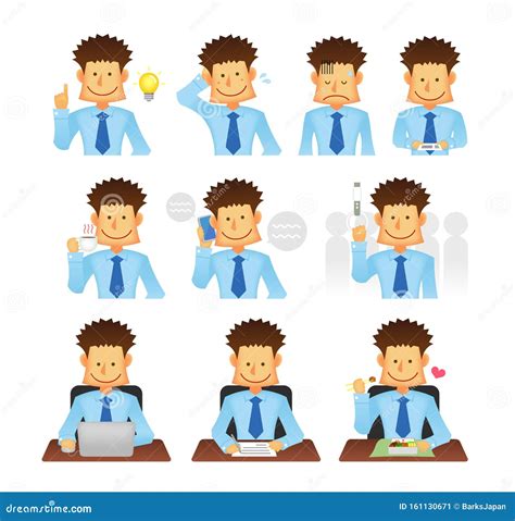 Asian Business Person Vector Flat Illustration Set Upper Body Stock Vector Illustration Of