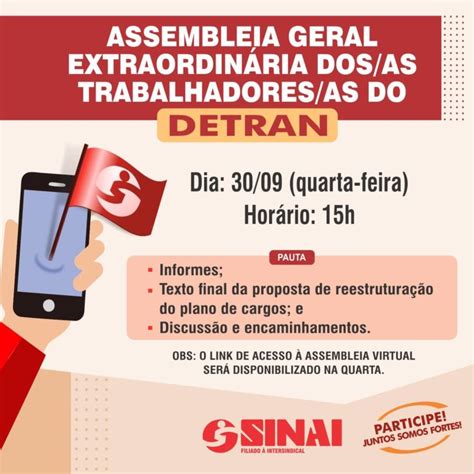 SINAI RN Convoca Trabalhadores As Do DETRAN RN Para Assembleia Sobre