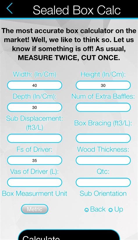 Subwoofer Cone Area Calculator Calculator Vcd