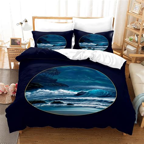 Bedspread Set Queen Size Quilts Beach Bedding Coastal Ocean Reversible Quilts Bedspread Coverlet