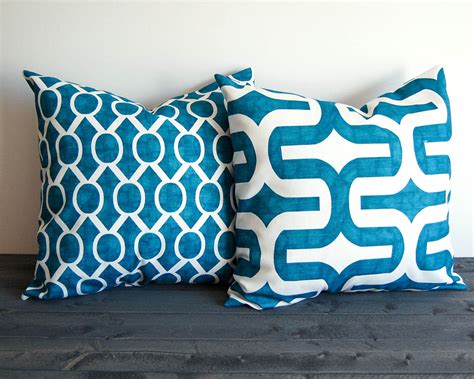 Teal Blue Pillow Covers Pair 16 X 16 Cushion By Thepillowpeople