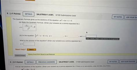 Solved The Quadratic Formula Gives Us The Solutions Of The Chegg