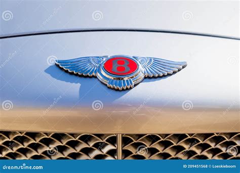 Detail Of `bentley Red Label` Logo On Front Of The Car Over Radiator