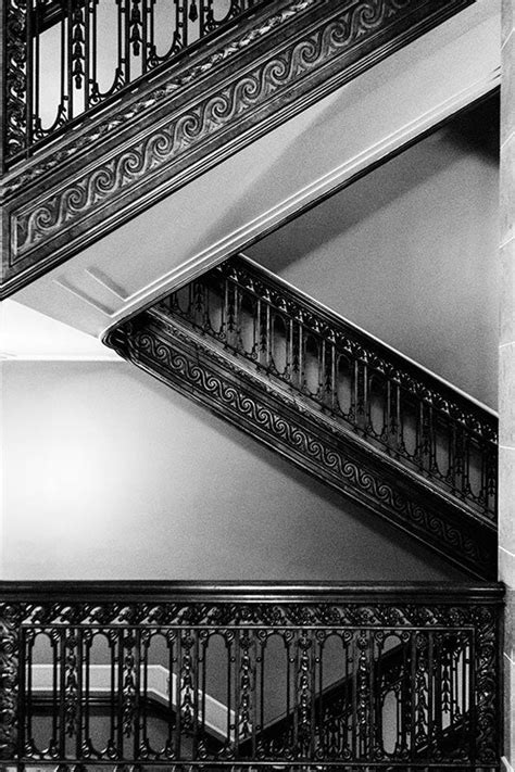 Ornate Staircases At Wisconsin State Capitol Black And White