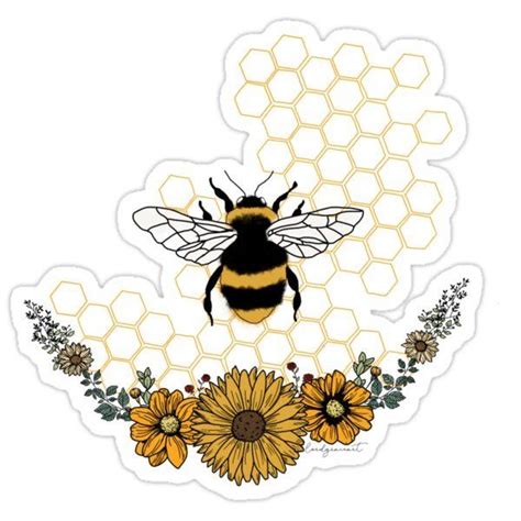 Pin By Ash On Stickers Floral Stickers Bee Sticker Preppy Stickers