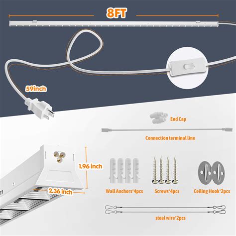 Faithsail Ft Led Shop Lights With Reflector Linkable Led Strip