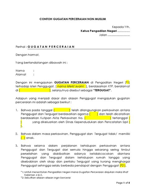 Contoh Surat Gugatan Perdata Contoh Surat