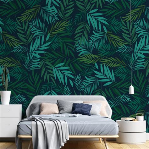 Custom Wallpaper Mural Tropical Rainforest Green Leaves Bvm Home