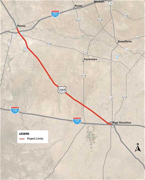 US 285 South: I-20 in Pecos to I-10 in Fort Stockton