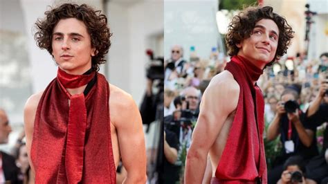 Timoth E Chalamet Went Bold And Wore A Blood Red Backless Top To The