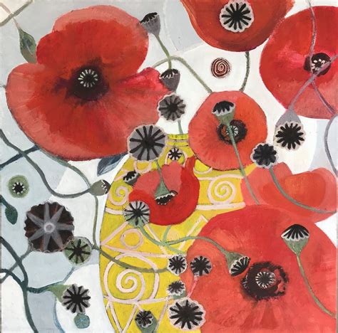 An Abstract Red Poppies Painting Painted In Oils On Canvas X Cm