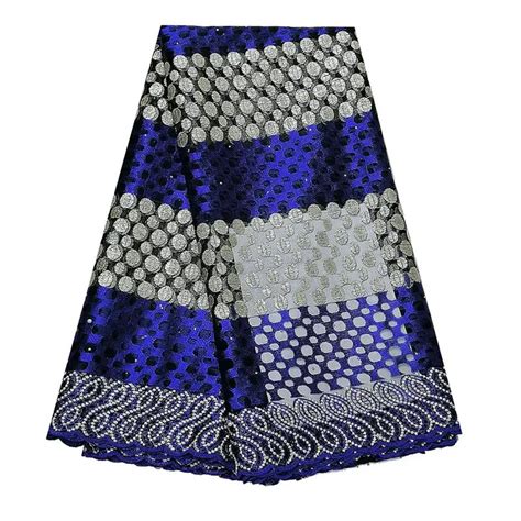 Royal Blue Gold Nigeria Lace High Quality African Lace Fabric 2019