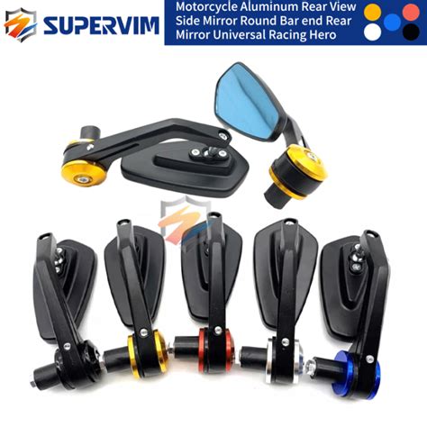 Supervim Motorcycle Aluminum Rear View Side Mirror Round Bar End Rear