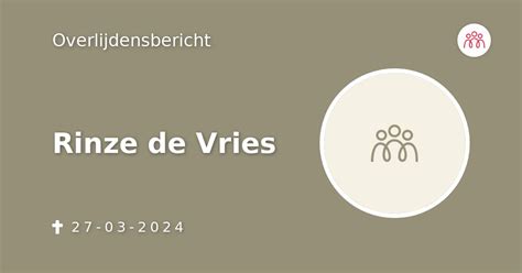 Rinze De Vries Overlijdensbericht En Condoleances